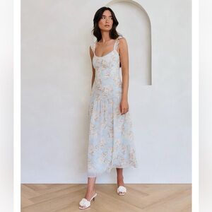 Park & Fifth Light Blue Floral Larkin Midi Dress
